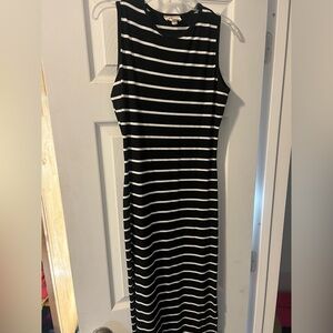 Striped Black and White Sleeveless Dress